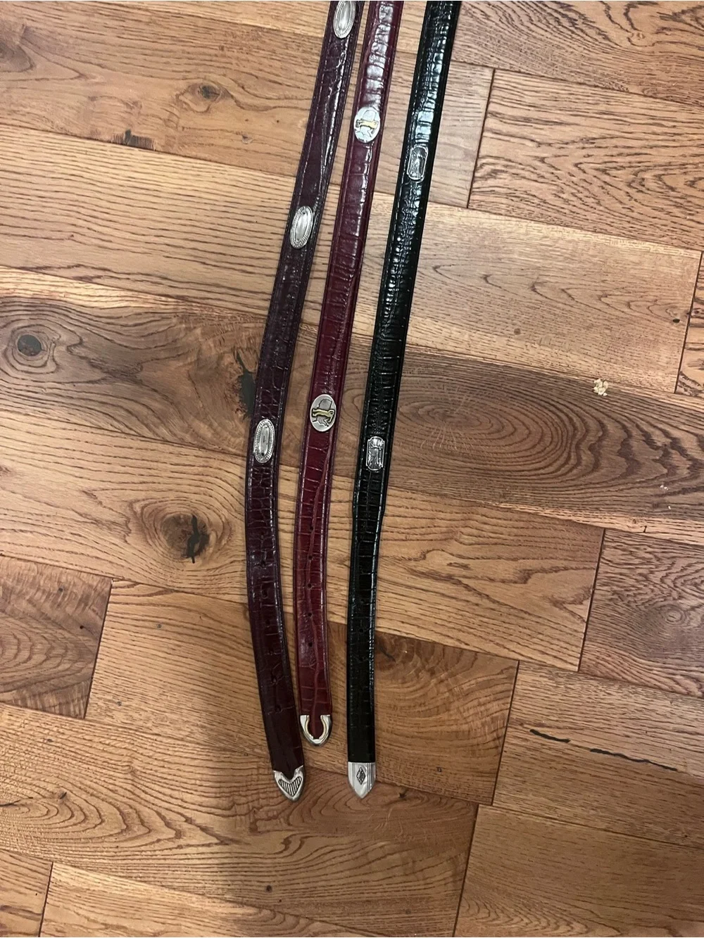 Three Leather Western-style Golf Belts with Silver Buckles - 48”